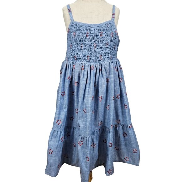 Girls Cat & Jack Girls Patriotic Blue Star Print Smocked Dress S (6/6X) Party - Picture 1 of 9